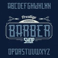 Vintage label typeface named BarberShop
