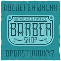 Vintage label typeface named BarberShop