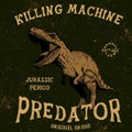 Vintage label with tyrannosaur