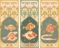Vintage labels: fish - art nouveau frame