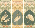 Vintage labels: fish and poultry - art nouveau frame