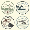 Vintage labels with fishing theme