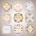 Vintage labels frames art-deco vector image. Vector damask vintage baroque scroll ornament swirl. Victorian monogram heraldic