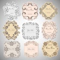 Vintage labels frames art-deco vector image. Vector damask vintage baroque scroll ornament swirl. Victorian monogram