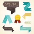 Vintage labels and ribbon product retro set Royalty Free Stock Photo