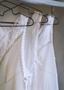 Vintage lace bridal lingerie on hangers