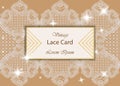 Vintage Lace card Vector. Delicate handmade ornament retro styles Royalty Free Stock Photo