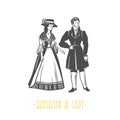 Vintage lady and gentleman style illustration.