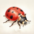 Vintage Ladybug Illustration: Watercolor Ink Drawing With Realistic Attention To Detail