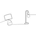 vintage lamp and bohlam lamp continuous and one line lamps Vector illustration Royalty Free Stock Photo