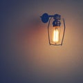 Vintage lamp fixture on wall, glow, empty wall