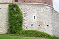 vintage lamp post covered with green winding plant at the Wawel Castle