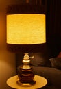 Vintage lamp with warm light used as interior decor in the living room Royalty Free Stock Photo