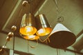 Vintage lamps, ceiling lights. Bottom View. Toned. Interior decoration