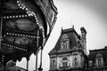 Vintage landscape in black and white of the Carrousel of the Place of the Hotel de Ville in Paris Royalty Free Stock Photo