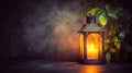 Vintage Lantern Illuminating Darkness with Warm Candlelight Royalty Free Stock Photo