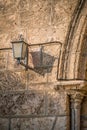 Vintage lantern and its shadow on an old wall. Details. Jerusalem, Israel Royalty Free Stock Photo