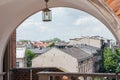 Vintage Lantern Overlooking Old City Rooftops Royalty Free Stock Photo