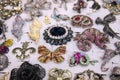 Vintage large brooches with natural precious stones