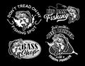 Vintage Largemouth Bass Fish Fishing Logos. Vector Illustration.
