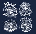 Vintage Largemouth Bass Fish Fishing Logos. Vector Illustration.