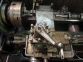 Vintage lathe in the workshop at the factory