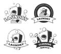 Vintage laundry service dry clean vector labels, emblems, logos, badges set