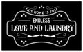 Vintage laundry sign vector isolated. this home is full of endless love and laundry