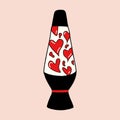 Vintage lava lamp. Concept Valentine\'s day. Vector in hand drawn