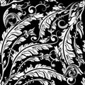 Vintage leafy black and white Baroque vector seamless pattern. Monochrome ornamental floral background. Antique baroque ornament Royalty Free Stock Photo