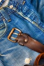 Vintage leather belt with a buckle Royalty Free Stock Photo