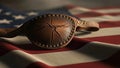 Vintage Leather Eye Patch on Waving American Flag Royalty Free Stock Photo