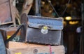 Vintage leather Nikon bag for sale at old Jaffa Flea Market