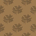 Vintage leaves silhouette seamless pattern. Decorative twigs. Tree branches wallpaper. Nature backdrop Royalty Free Stock Photo