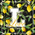 Vintage Lemons, Leaves and Flowers Graphic Design - for T-shirt Royalty Free Stock Photo