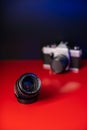 Vintage lenses. Manual focus lenses Royalty Free Stock Photo
