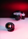 Vintage lenses. Manual focus lenses Royalty Free Stock Photo