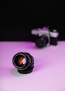 Vintage lenses. Manual focus lenses Royalty Free Stock Photo