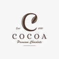 Vintage Letter C for chocolate cocoa cacao logo icon vector