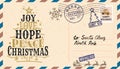 Vintage letter to Santa Claus postcard vector. Christmas tree