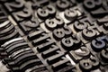 Vintage letterpress alphabet and number background