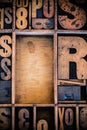 Vintage Letterpress type in Drawer Royalty Free Stock Photo