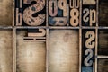 Vintage Letterpress type in Drawer Royalty Free Stock Photo