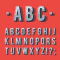 Vintage letters alphabet on red