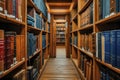 Vintage Library Aisle: A Journey through Knowledge