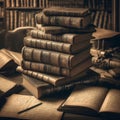 Vintage Library and Books Royalty Free Stock Photo