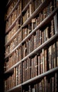 Vintage library with shelves of old books in the Long Room in the Trinity College. Dublin, Ireland - Feb 15, 2014