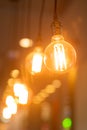 Vintage Light bulbs hanging from the ceiling Royalty Free Stock Photo