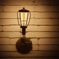 Vintage light fixture on wall, glow, brick or concrete wall texture