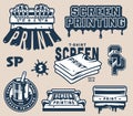 Vintage light screen printing elements set